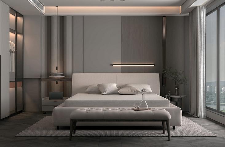 Bed Upholstered Bed Double Bed Elegant Design Beige Comfort Sleeping Area