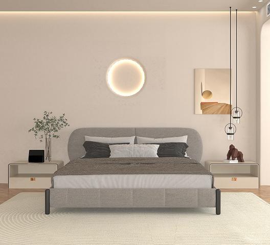 Bed Upholstered Bed Gray Comfort Sleeping Stylish Design Luxury Bed Elegant