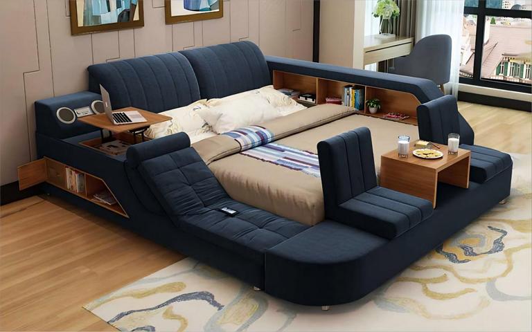 Multifunctional Bed Modern Comfort Sleeping Design Lounge Bed Upholstered Bed