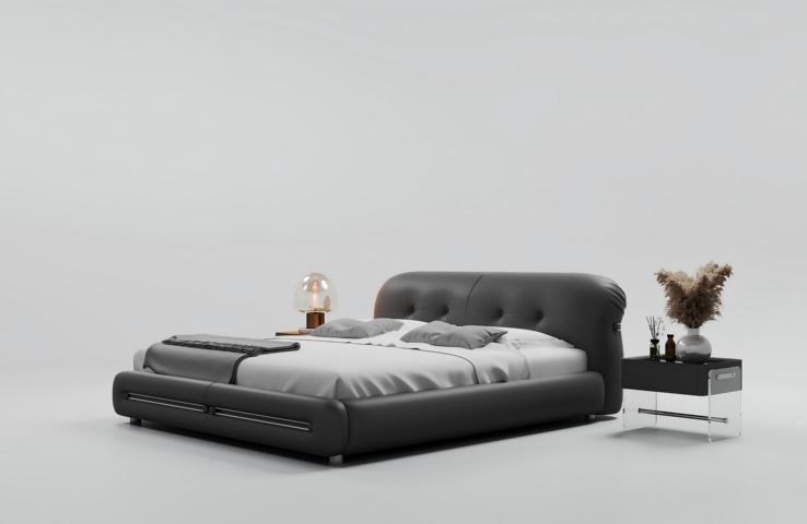 Black Upholstered Bed Modern Design Comfort Sleeping Stylish Luxury Bed