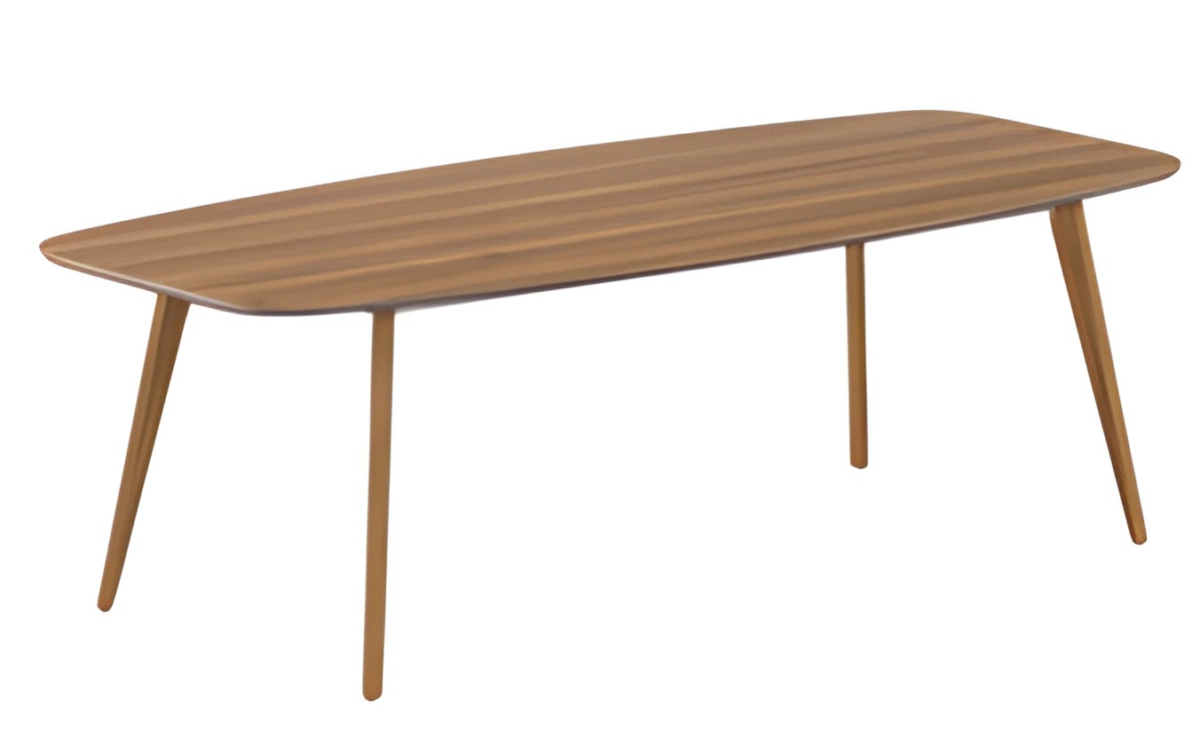 Modern coffee table made of wood and white with storage and elegant wooden legs