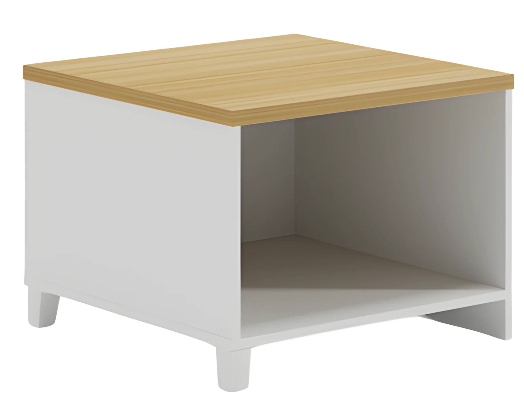 Modern side table white with wooden top minimalist practical storage