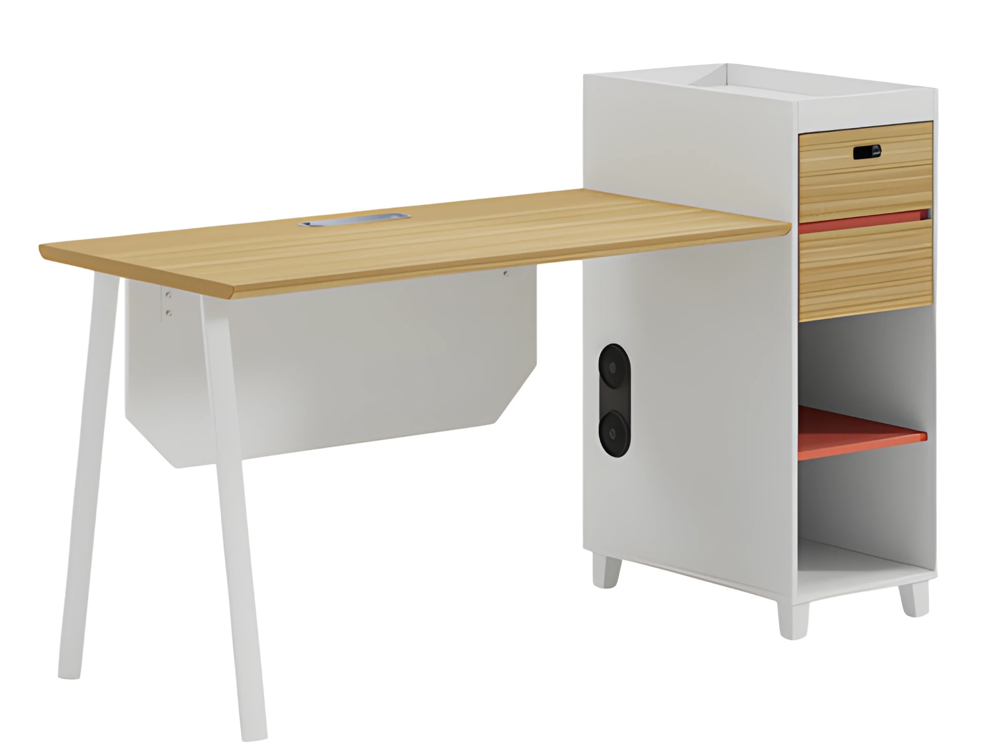 Desk wood look with storage and shelf compartments modern office furniture design