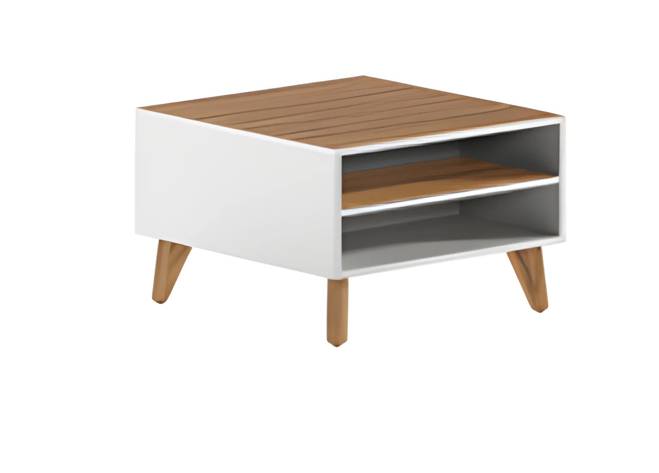 Side table living room table modern wood look brown white Scandinavian shelf