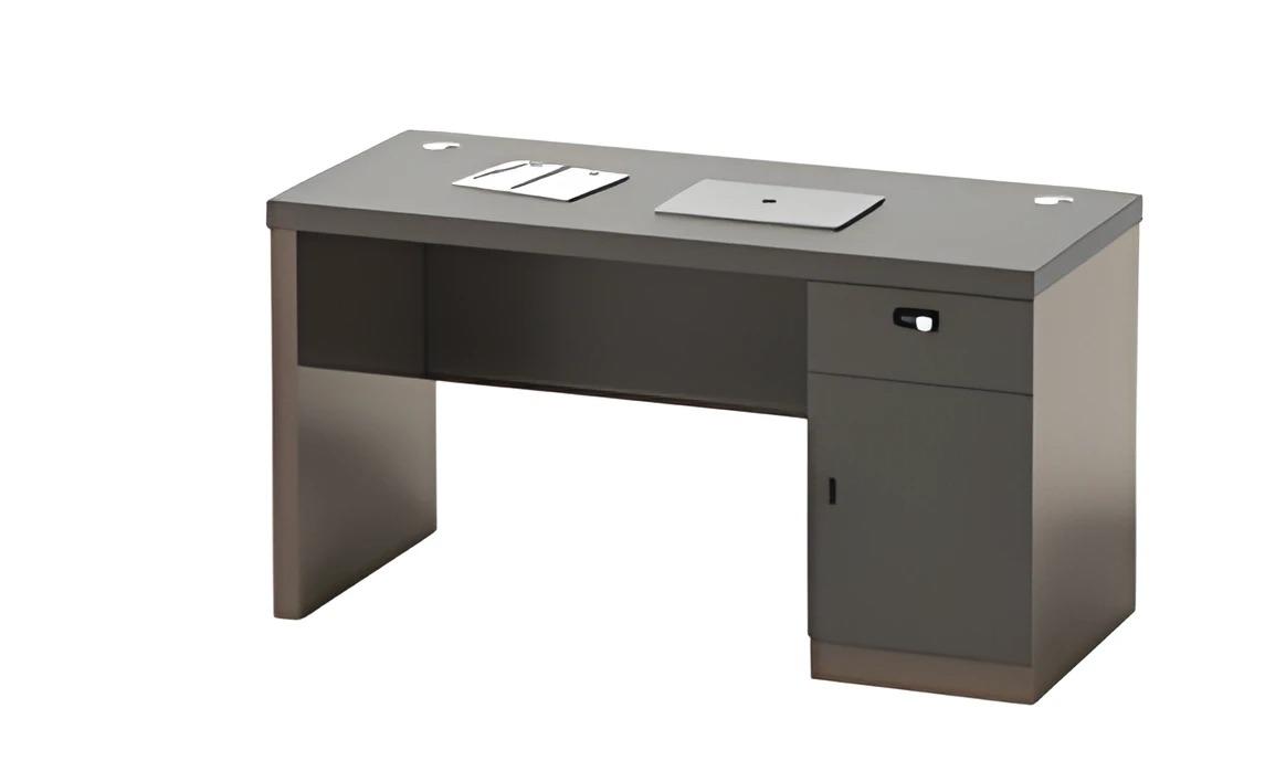 Desk office table modern black storage cable management lockable