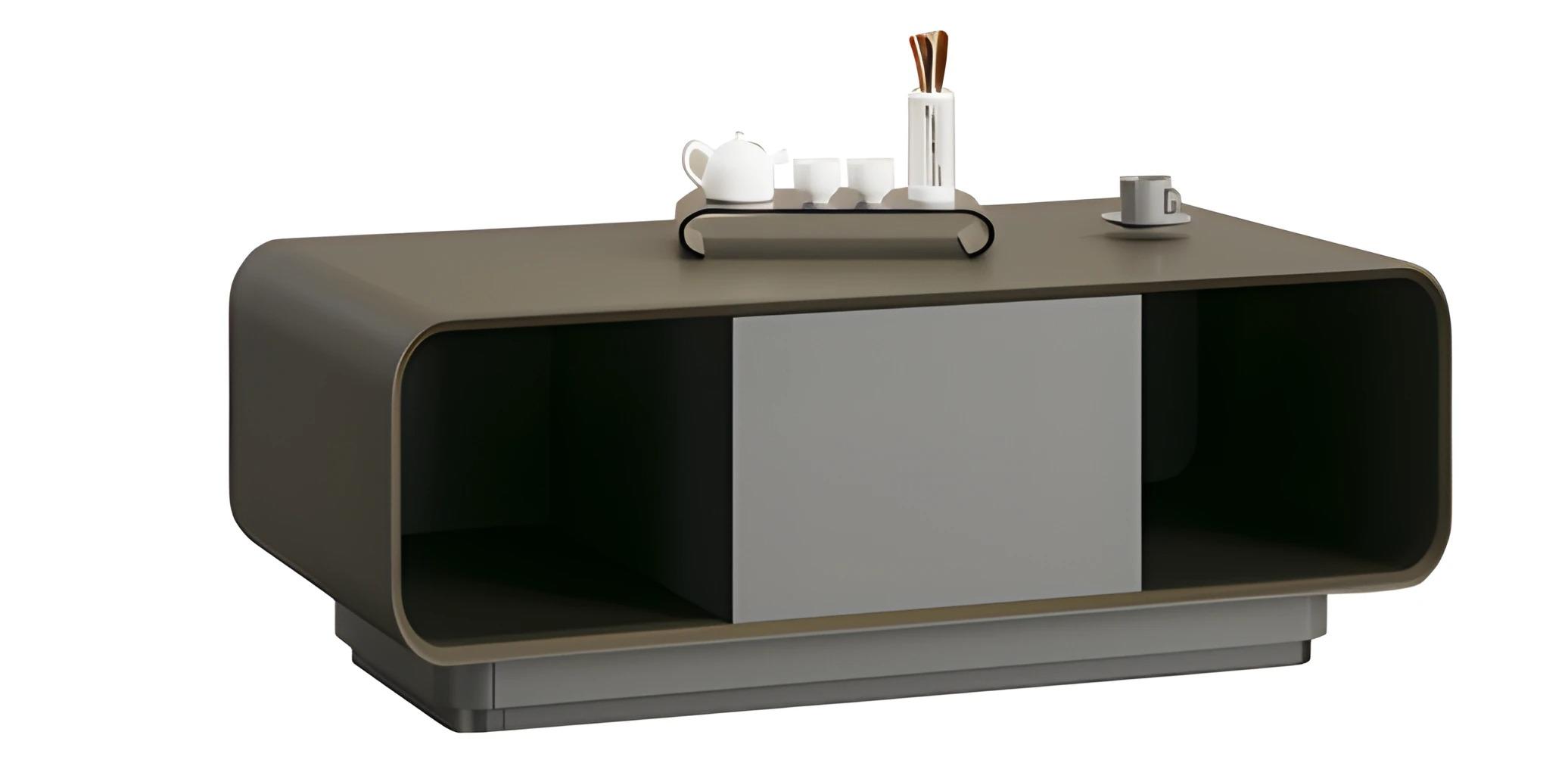 Coffee table living room table modern black gray design storage shelf minimal