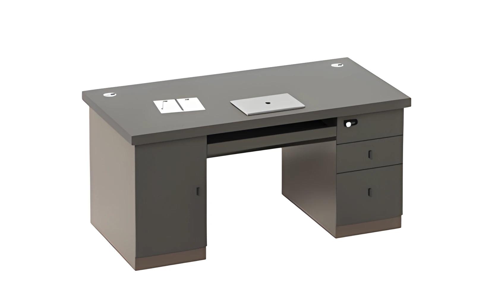 Desk workstation modern black gray lock storage cable management
