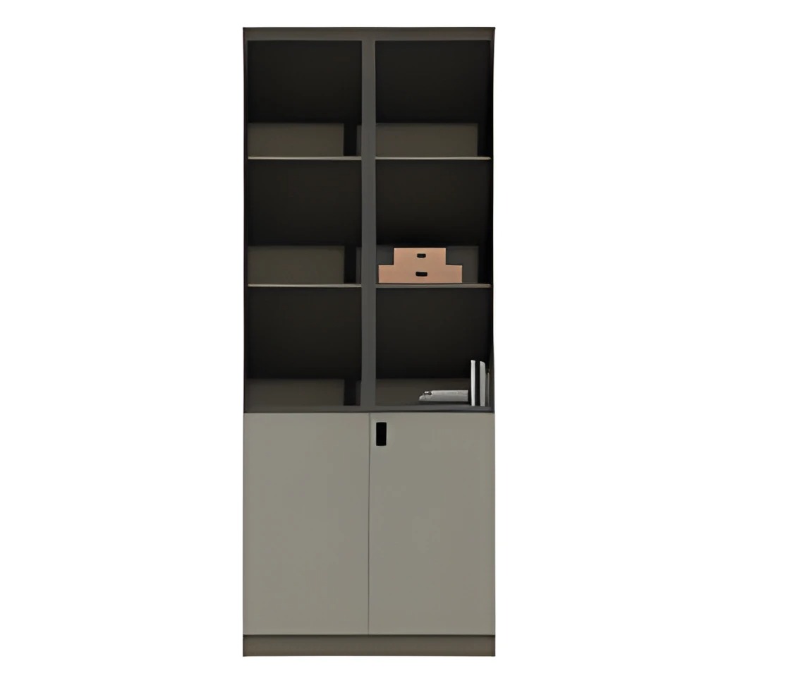 Desk office table black gray storage drawers cable channels lock