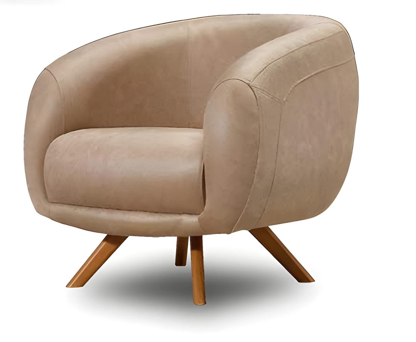 Modern brown faux leather armchair with stylish design.