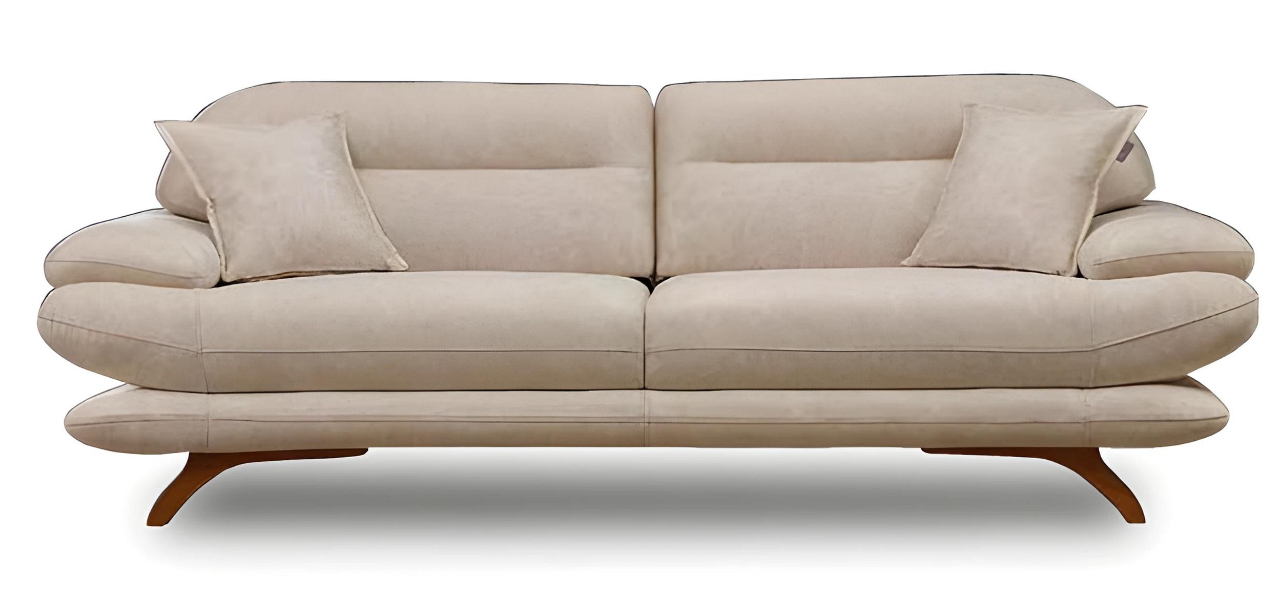 Elegant white faux leather sofa with a modern design.