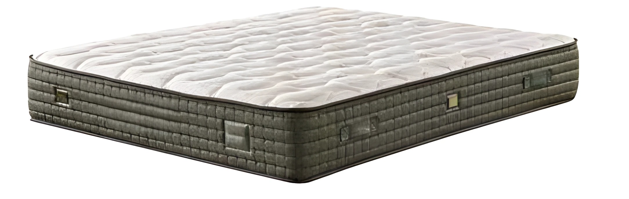 Green mattress made of textile with breathable design.