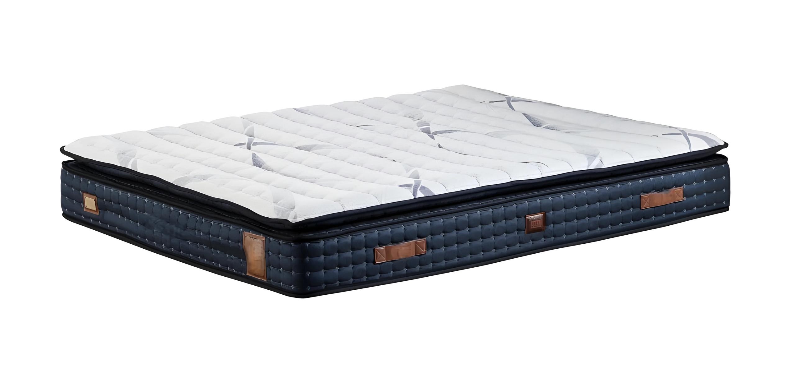 Blue textile mattress with comfort and support