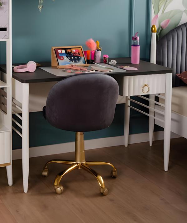 White modern wooden desk for home office