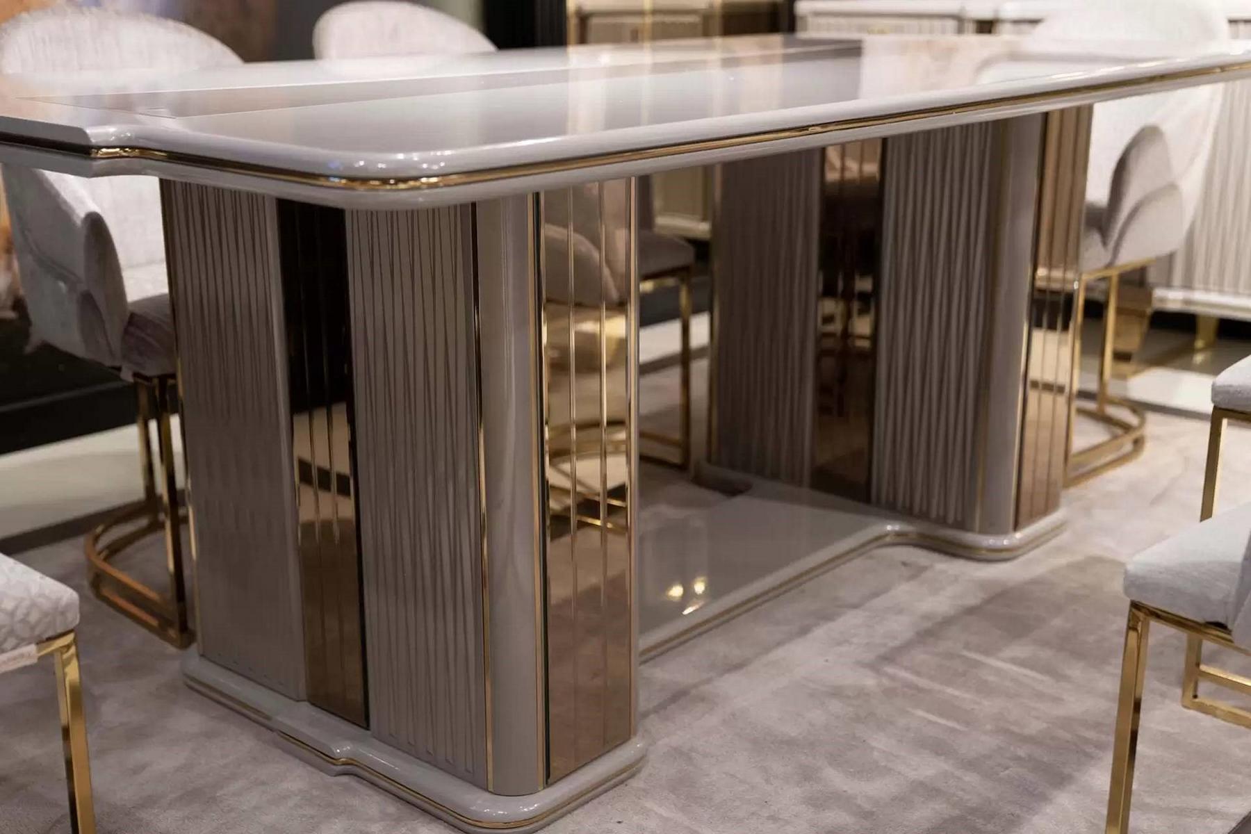 White wooden dining table in modern design