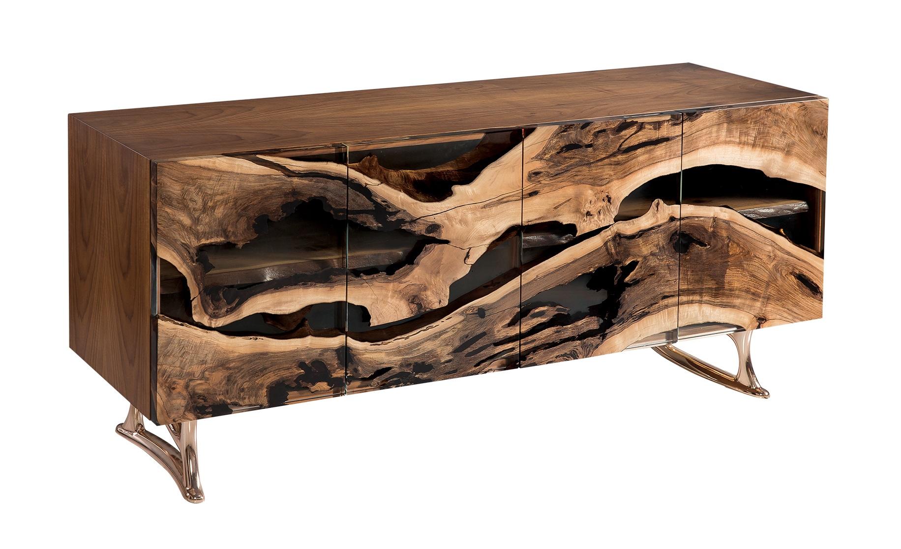 Elegant brown wooden console in a timeless design.
