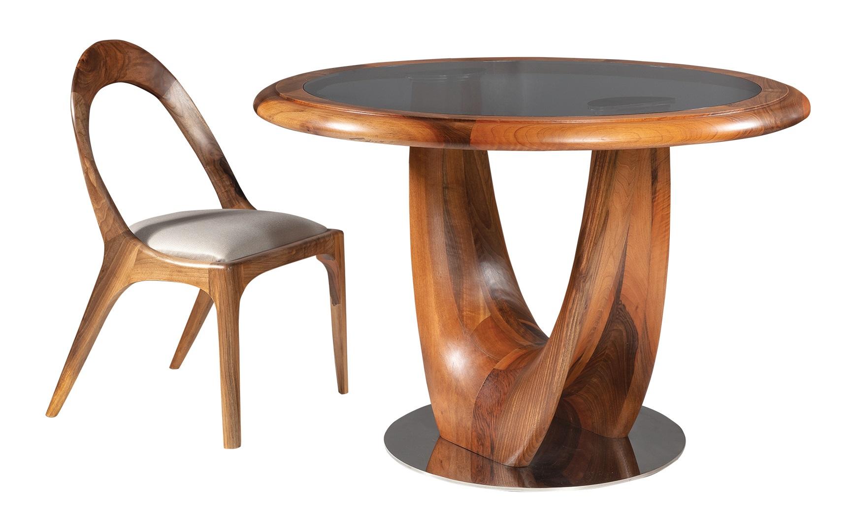 Elegant brown wooden table in modern design