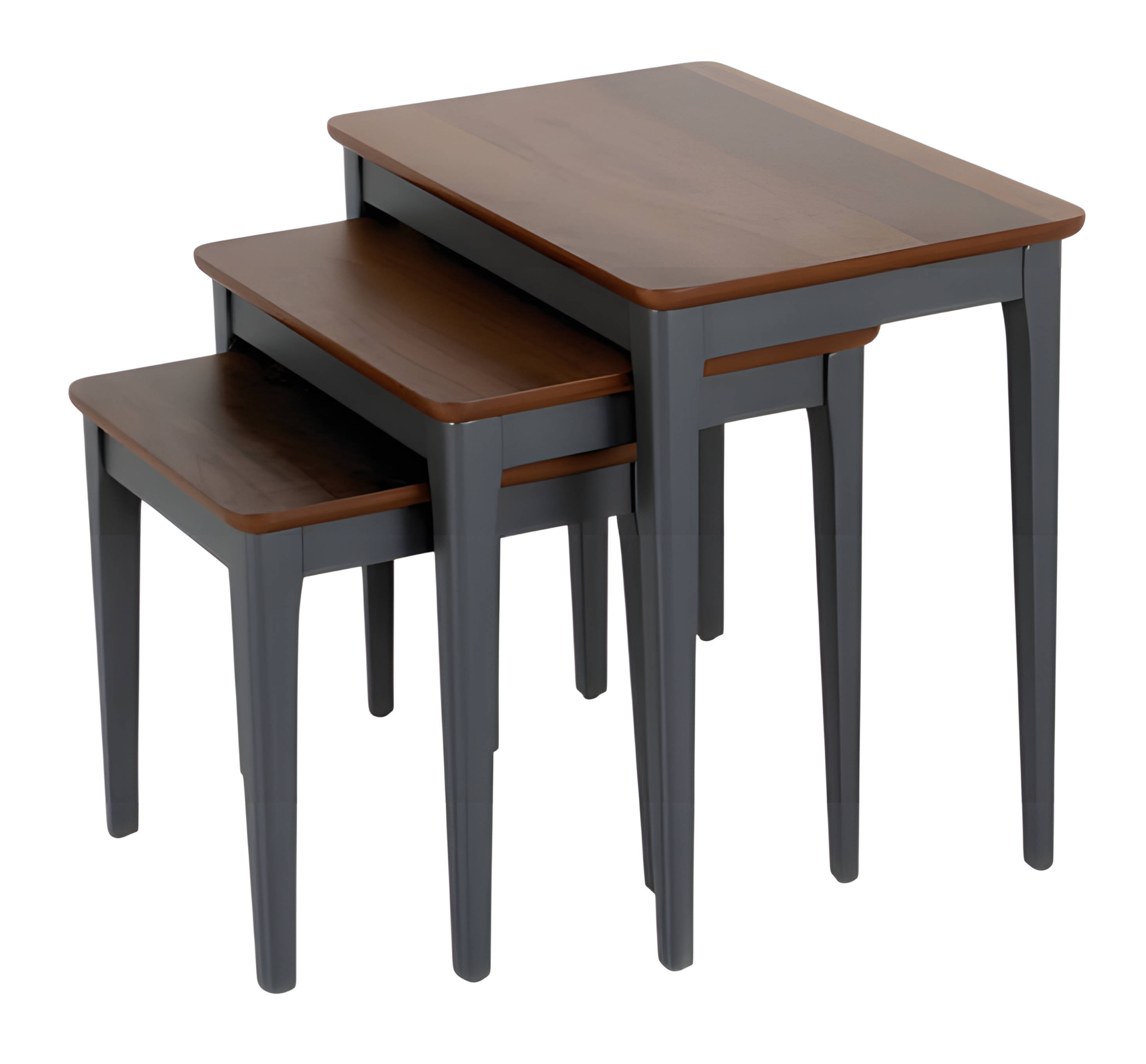 Brown wooden side table, modern and elegant.