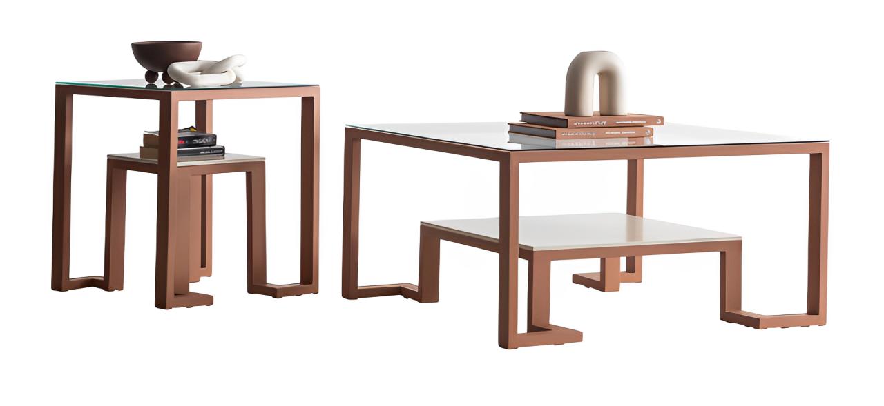 Set table placemat coffee table and side table 2-piece living room table