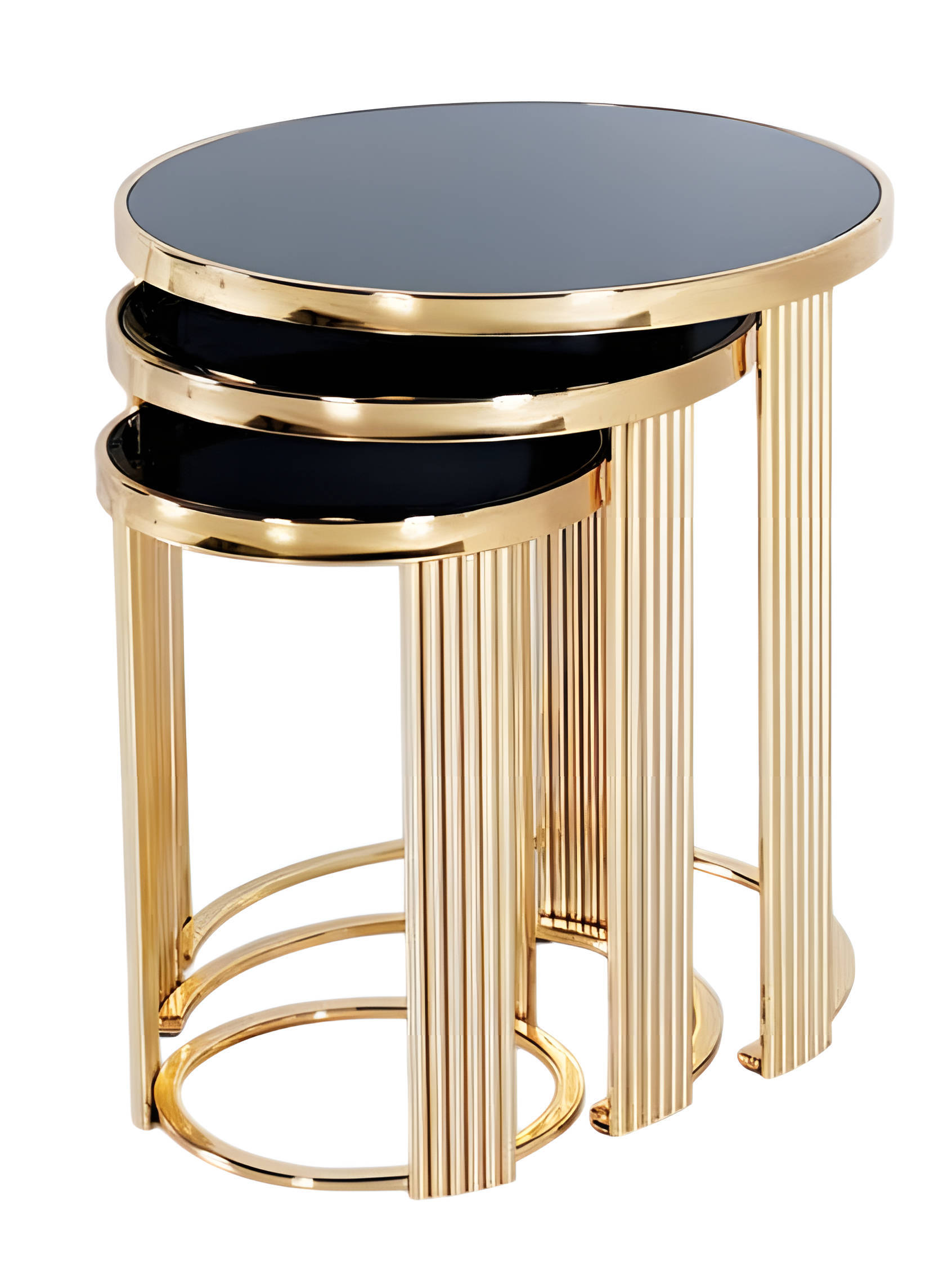 Elegant black side table made of stainless steel in a modern design.