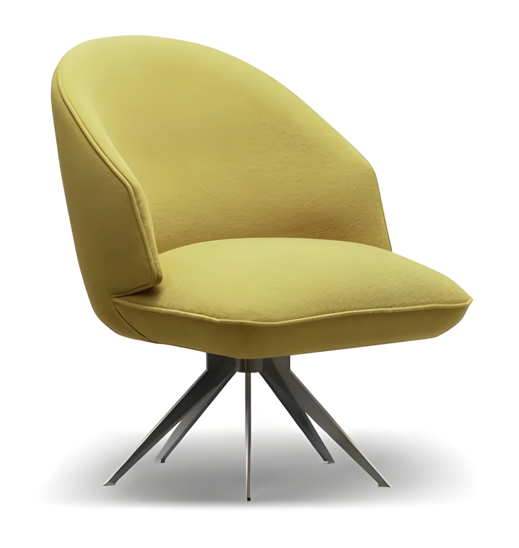 Modern yellow fabric armchair with metal frame