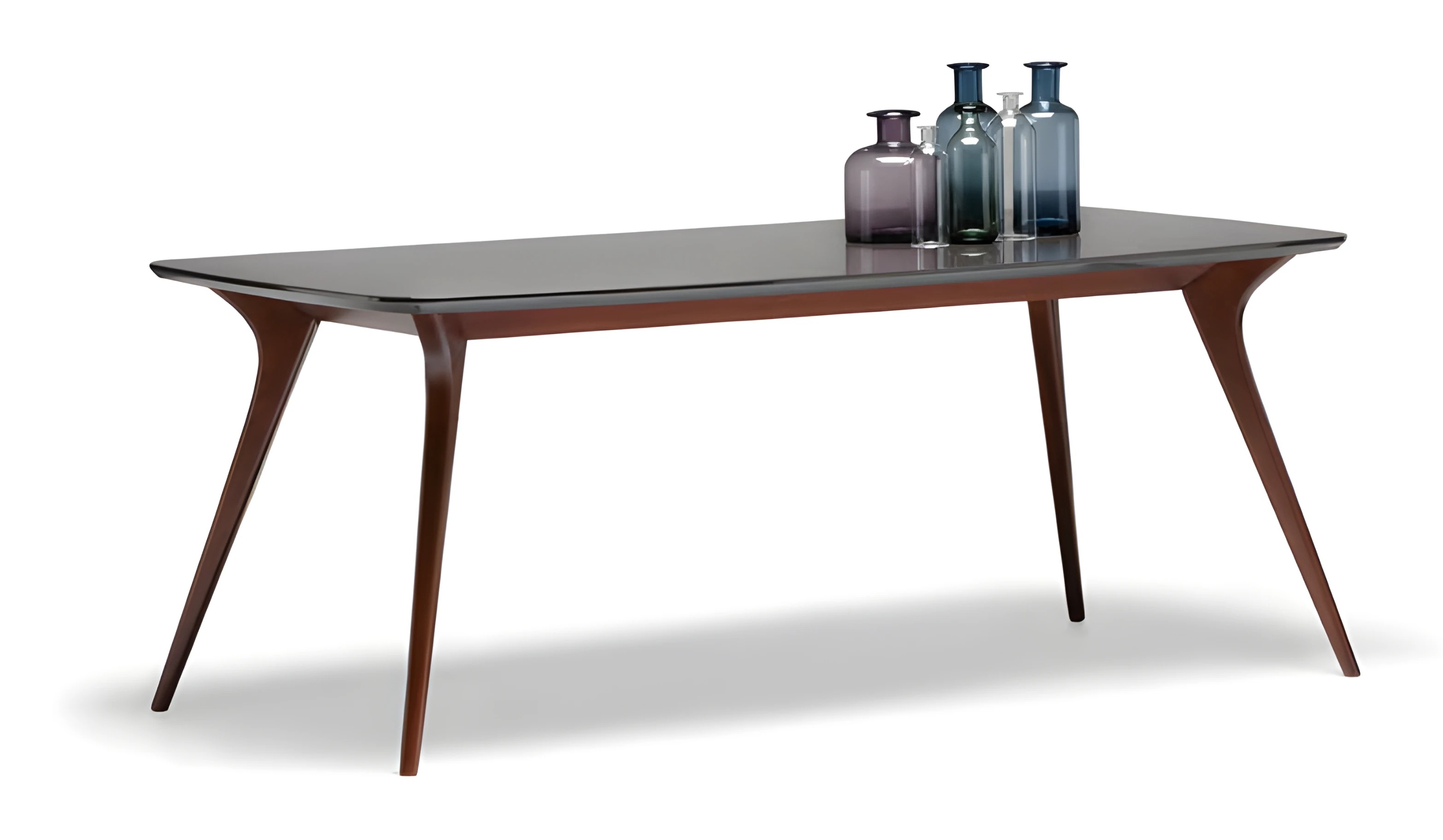 Modern wooden dining table in warm brown