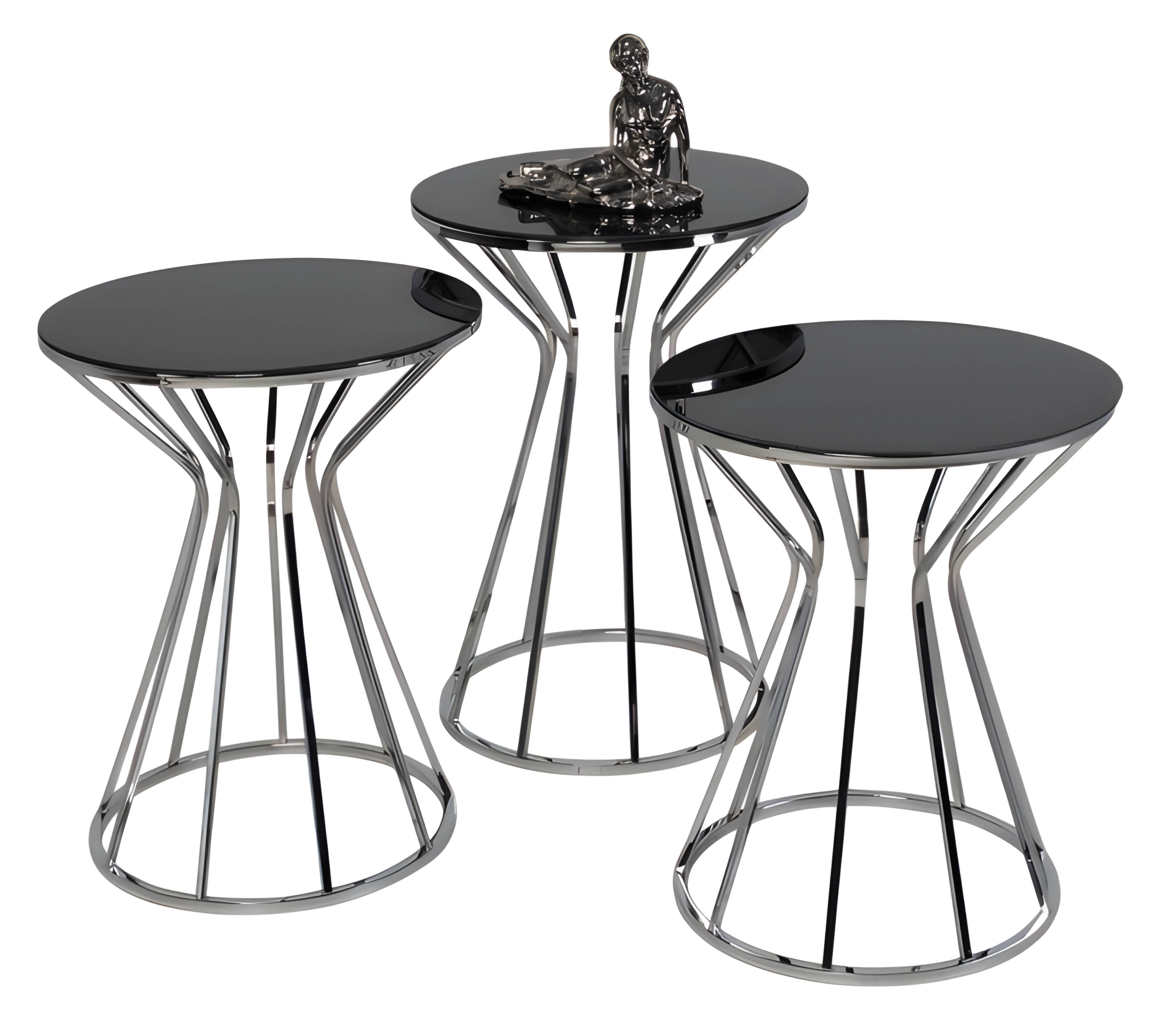 Elegant black side table made of metal in a modern style.