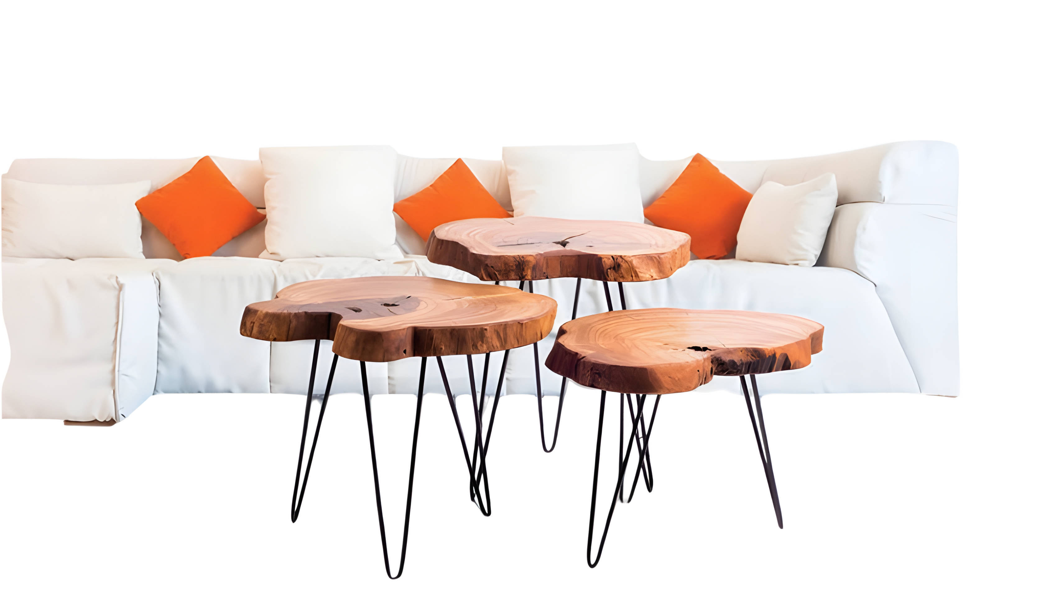 Side table made of wood in beige, modern elegant living style.
