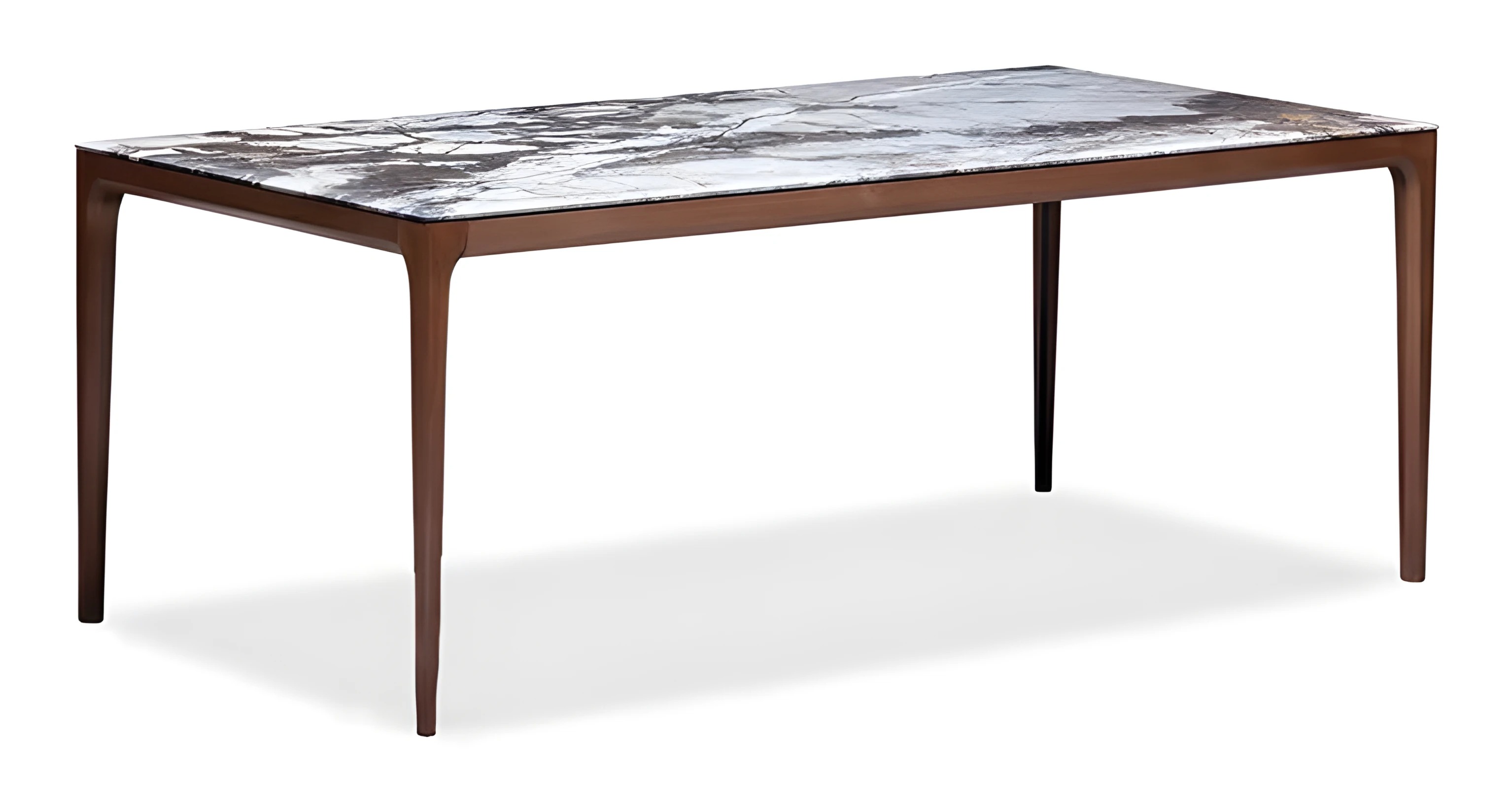 Elegant wooden dining table in warm brown for a modern dining room.
