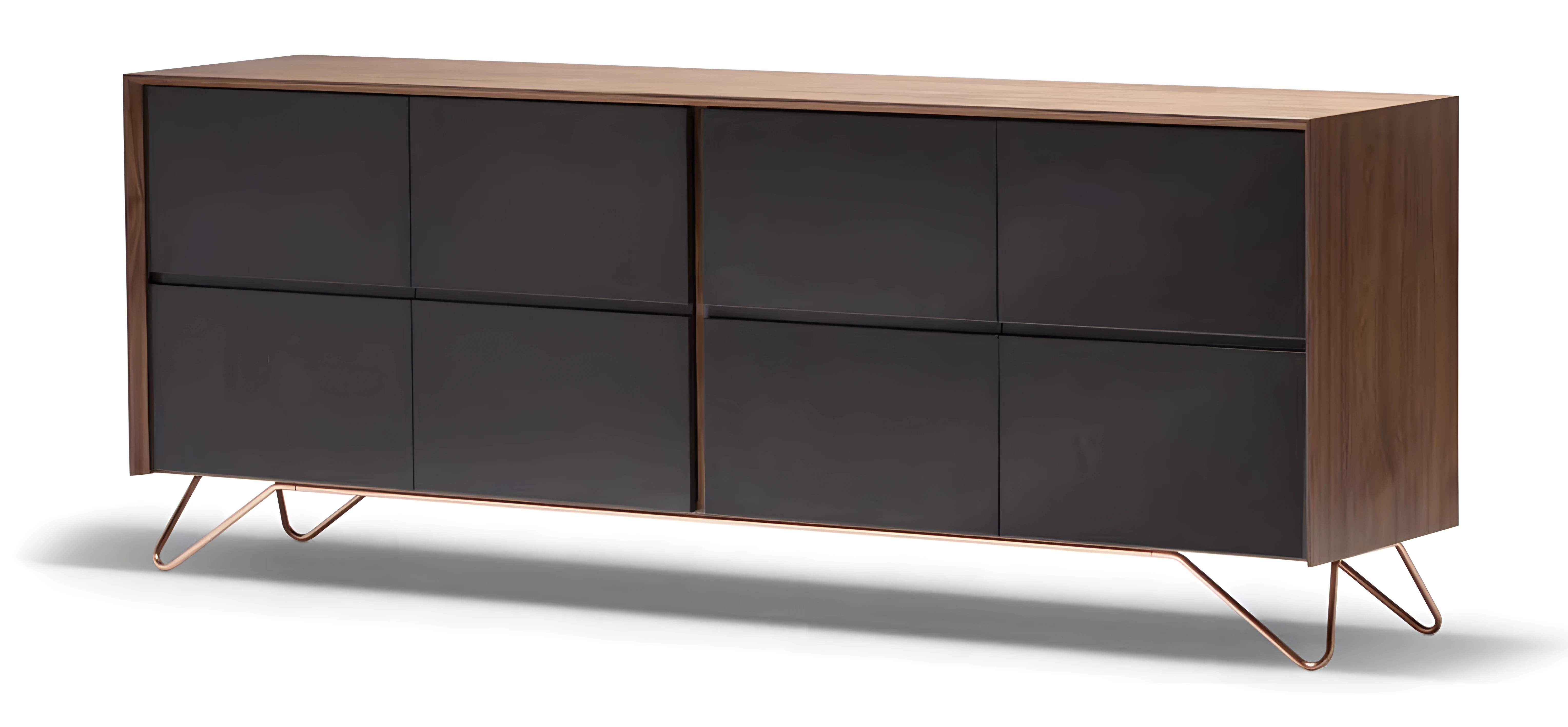 Elegant brown wooden console in a timeless design for the living room.
