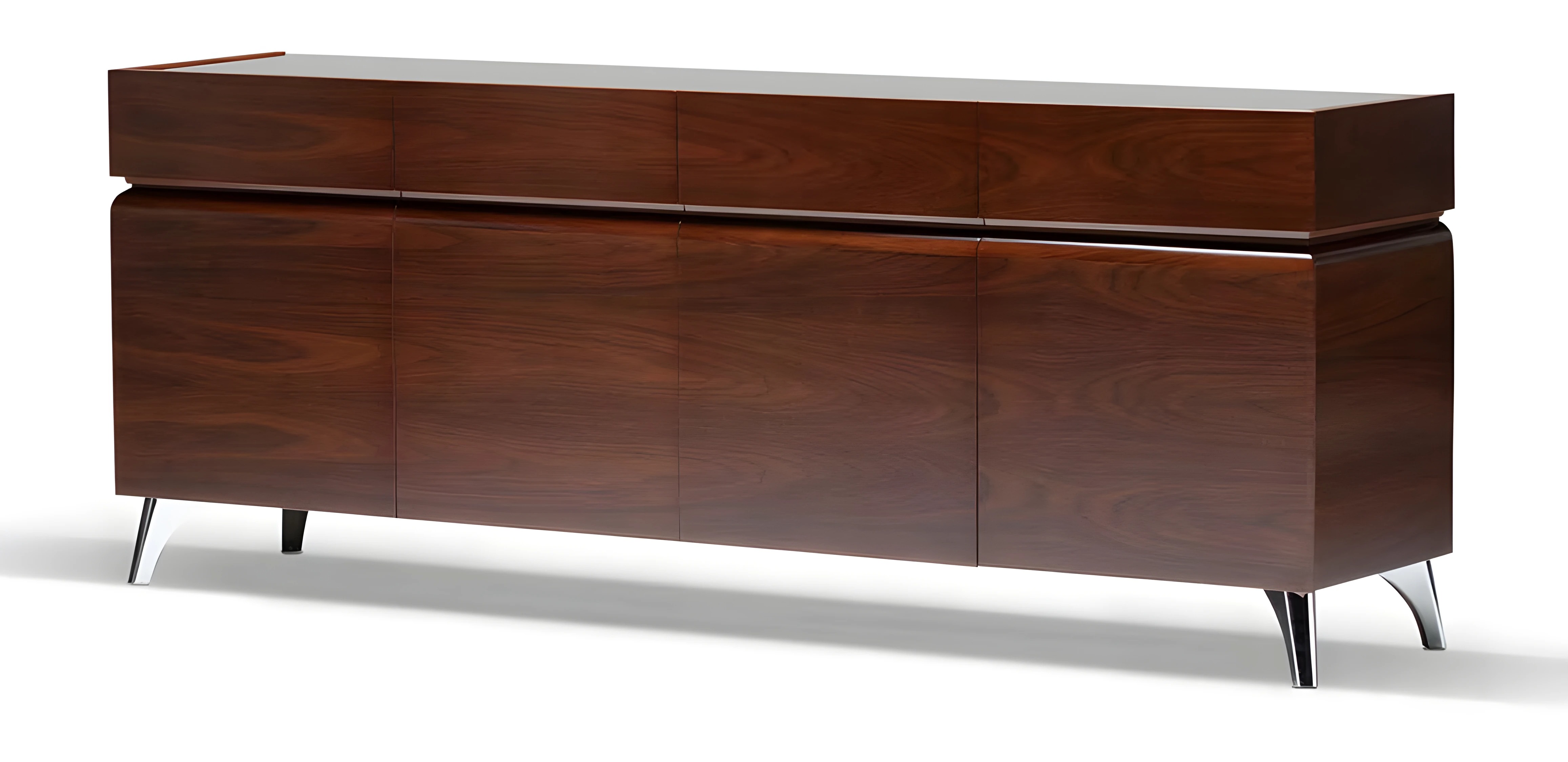 Elegant brown wooden console in a stylish design.