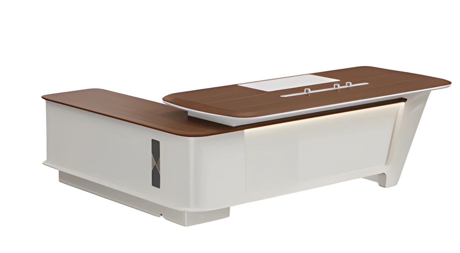 Modern office wooden futuristic corner desk study room