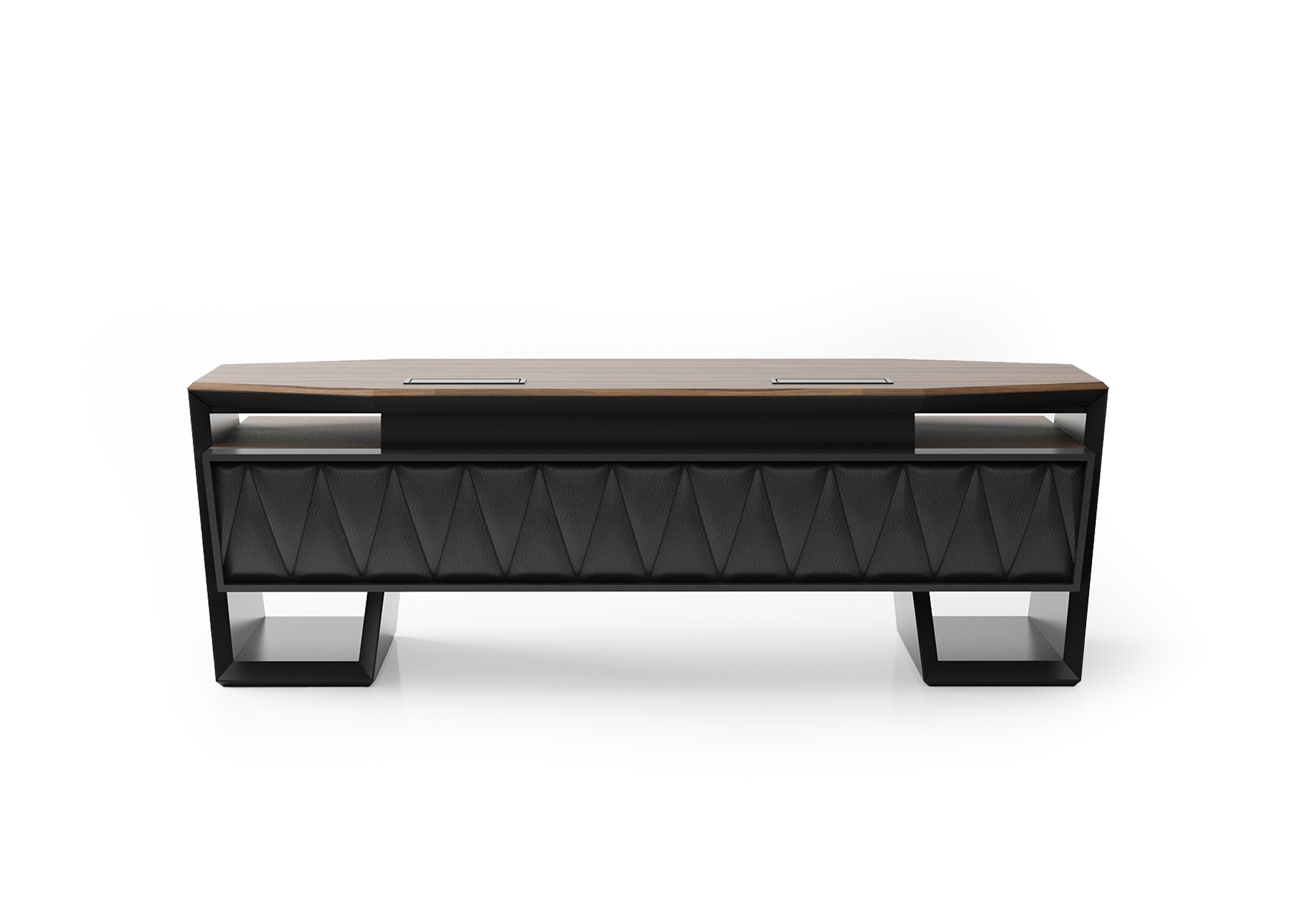 Brown wooden desk, modern and stylish