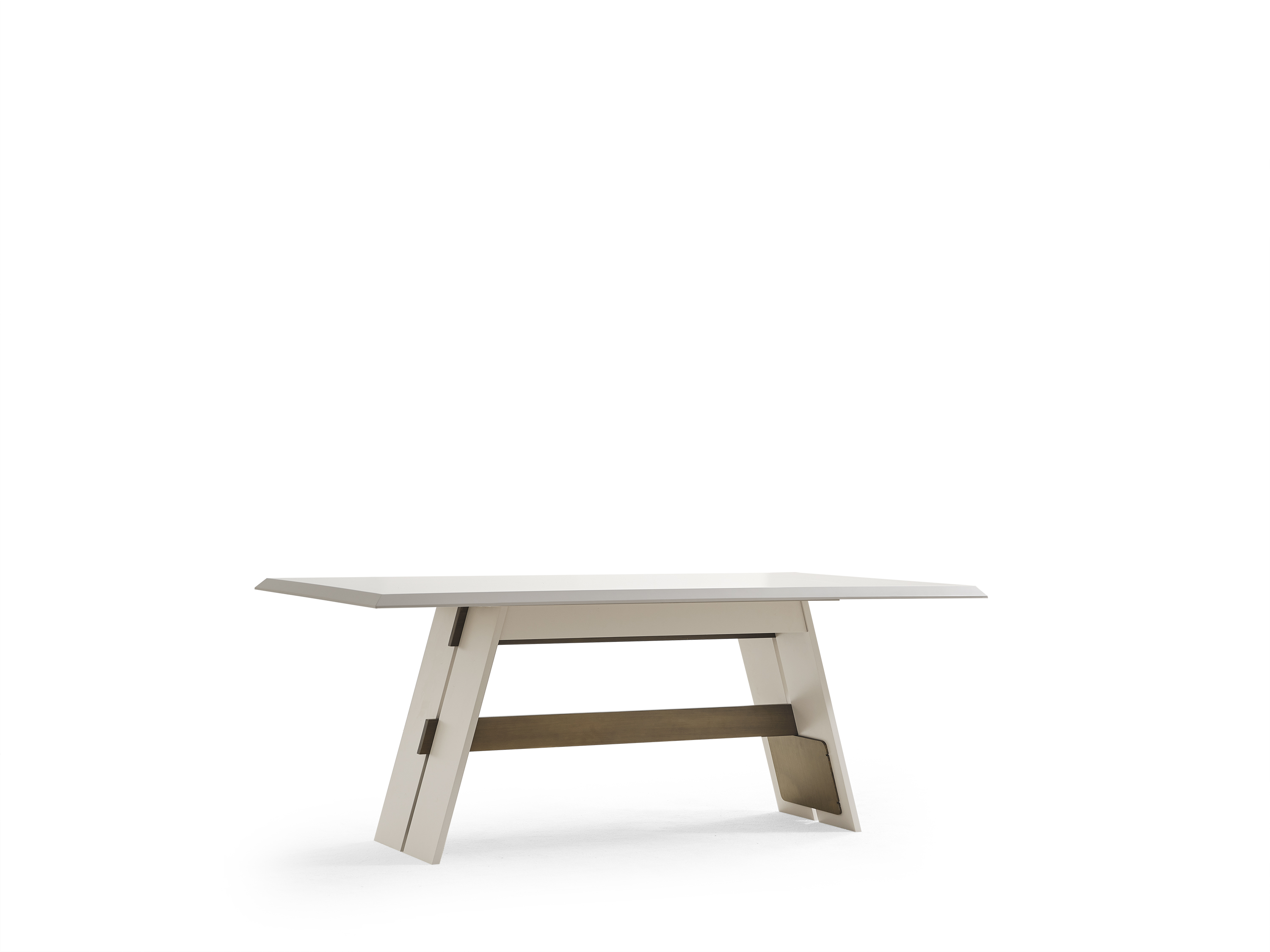 Elegant wooden dining table in beige for stylish dining areas.