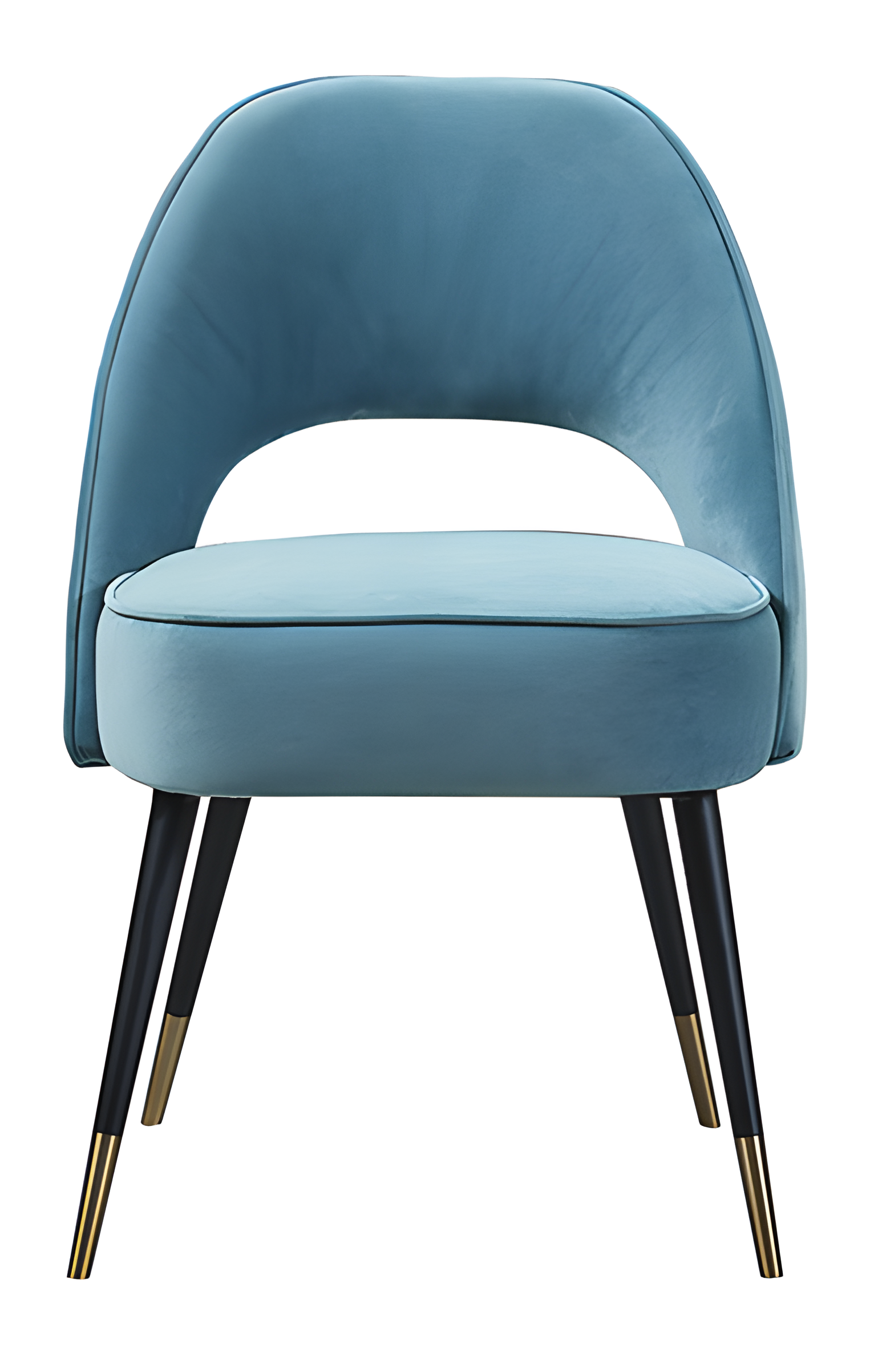Modern upholstered chair with an elegant cutout in the backrest.