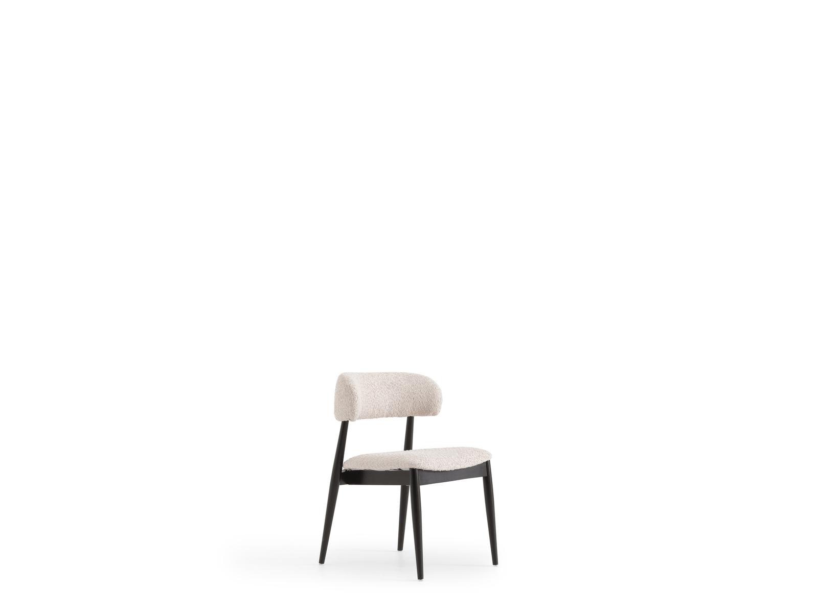 Beige wooden-textile chair in an elegant design.