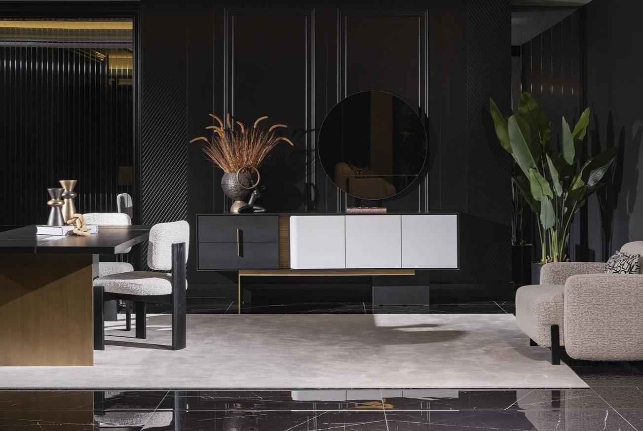 Elegant White 2-Piece Dining Room Set with Sideboard and Mirror