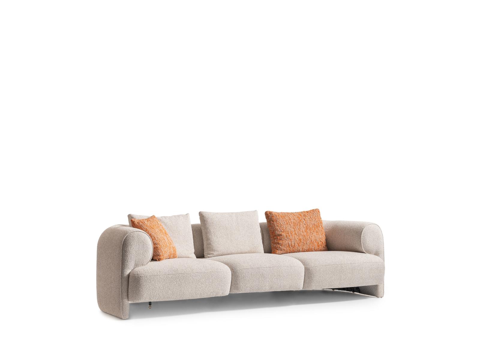 Beige fabric 4-seater sofa, modern, comfortable, stylish.