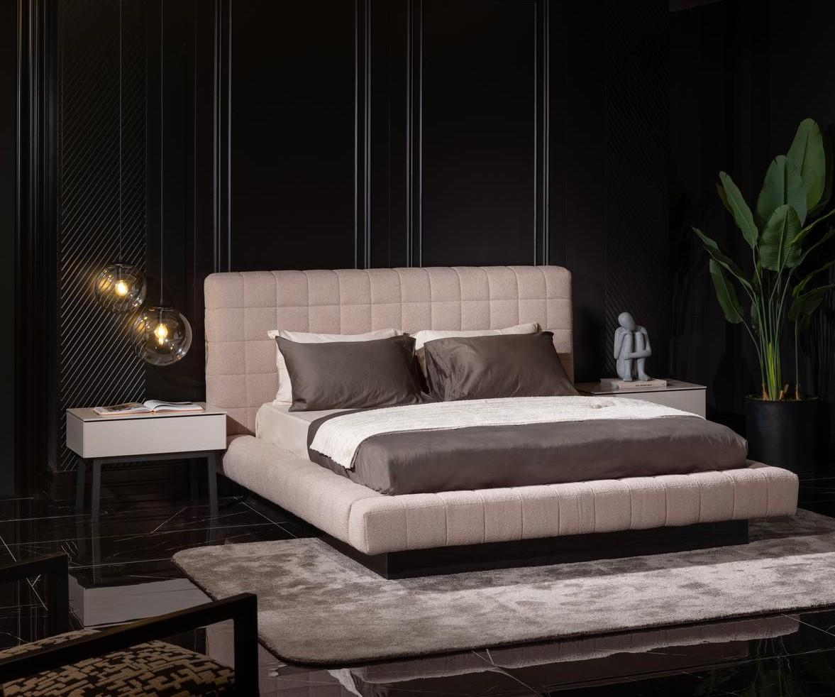 Modern side table made of wood in beige.