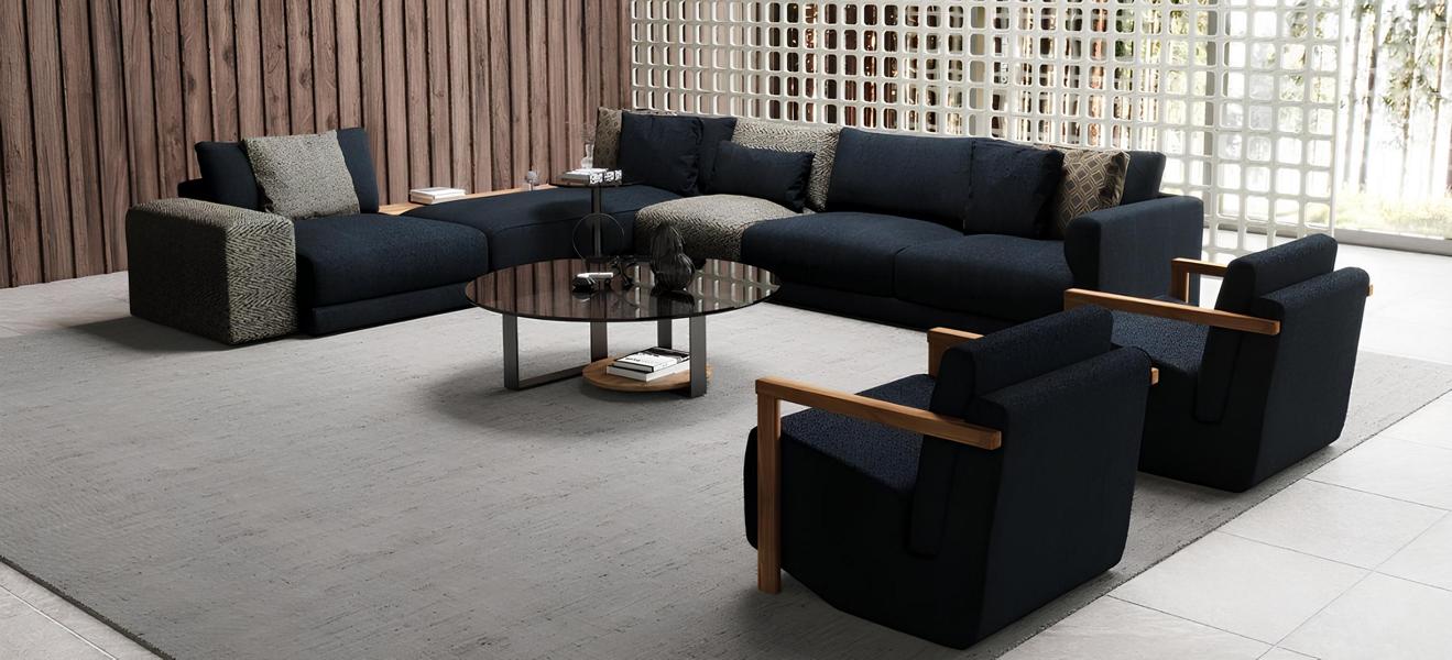Corner sofa with armchair in stylish design – spectacular and comfortable at the same time.