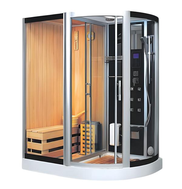 Wellnesskabine Sauna mit Dampfdusche Multifunktionsdusche Kombisauna 172x110 cm