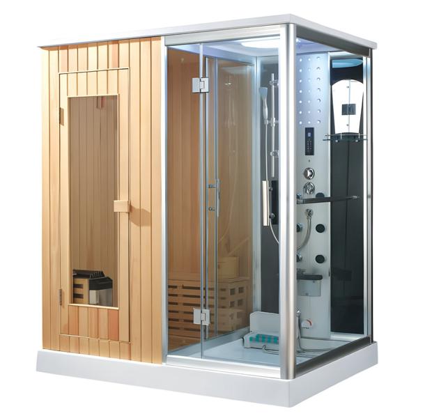 Wellnesskabine Sauna 2-in-1 Wellnesskabine Dampfsauna Saunaraum 200x130 cm