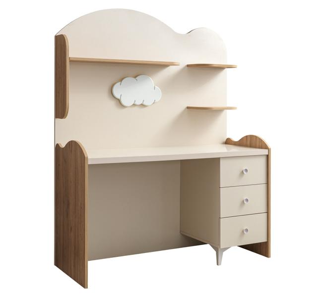 Modern beige wooden desk for home office.