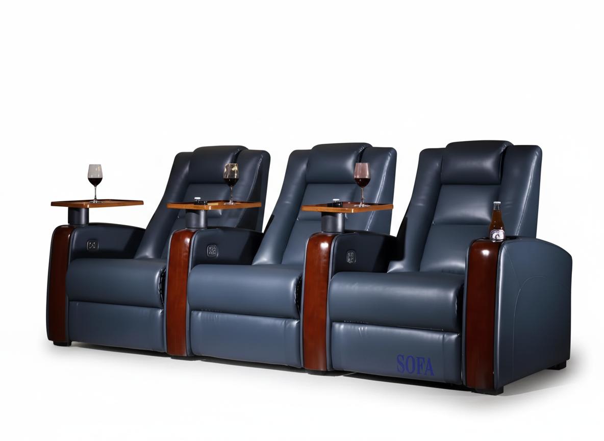 3-seater armchair modern style armchair with cup holders leather cover
