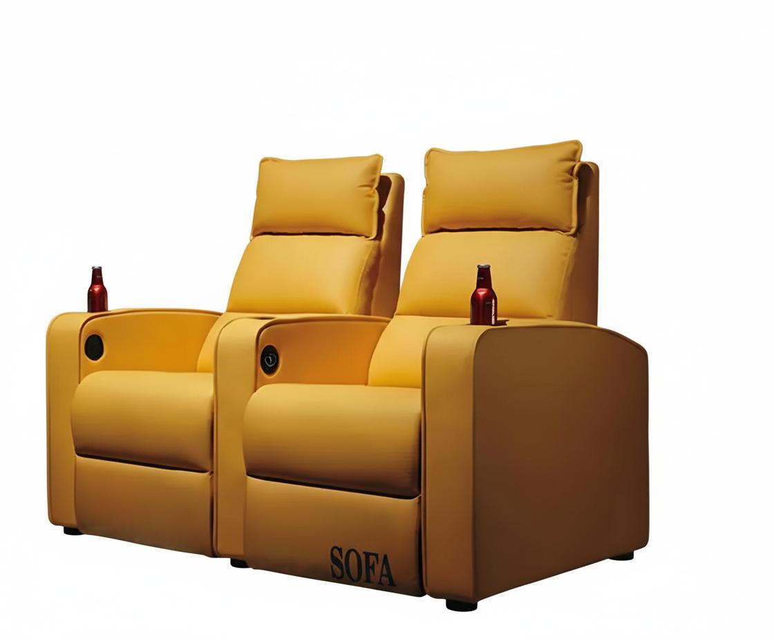 2-seater armchair leather cover modern style armchair with cup holders