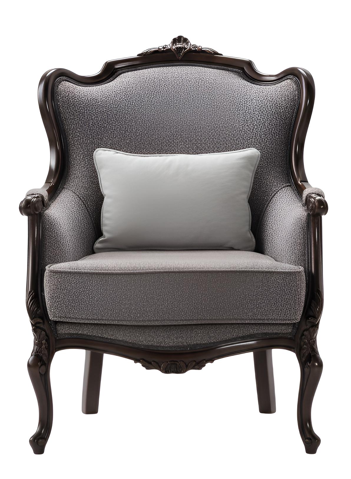 Armchair Gray Classic Style Wooden Frame Soft Armchair Wooden Legs New