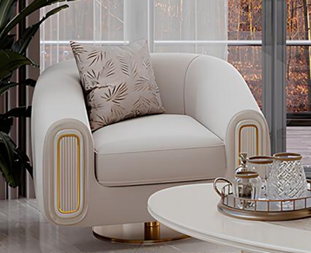 Luxurious armchair with golden details for stylish living rooms