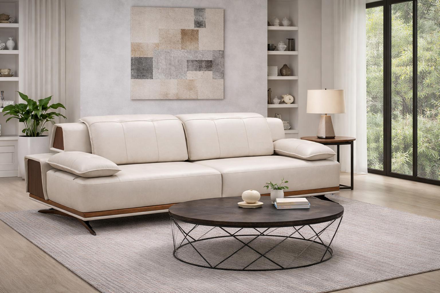 Modern faux leather sofa for your living room. Stylish design for every home