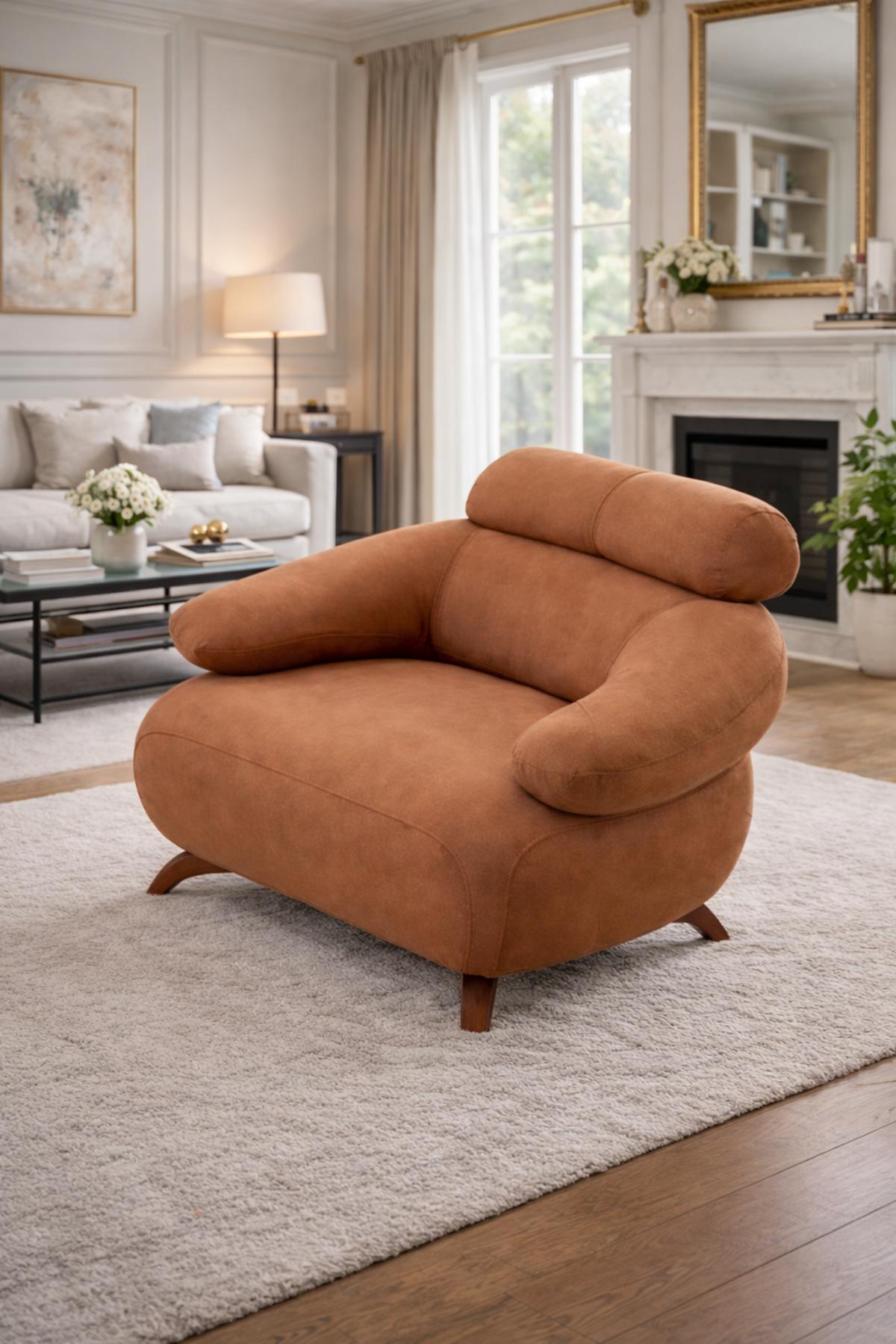Designer brown club chair, comfort chair, upholstered chair, elegant furniture