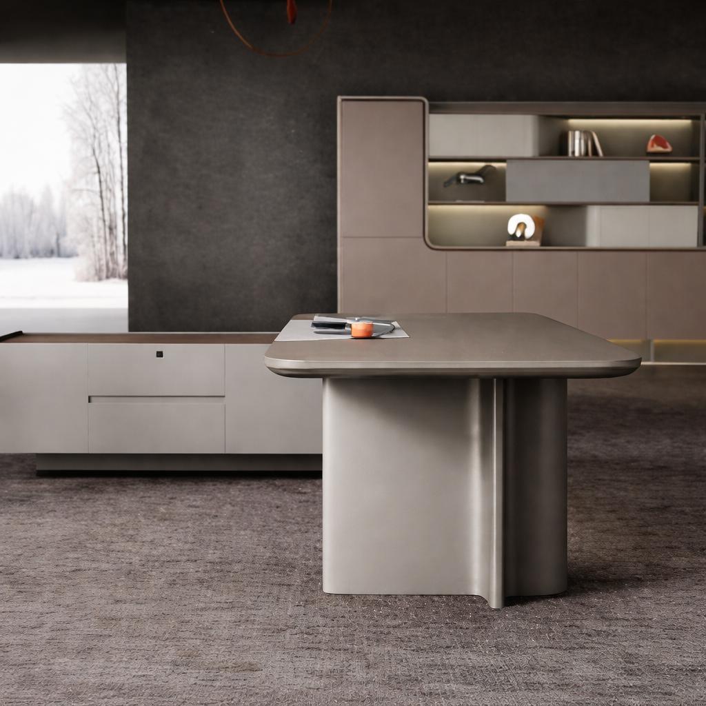 Exclusive executive desk set with office cabinet in a modern design