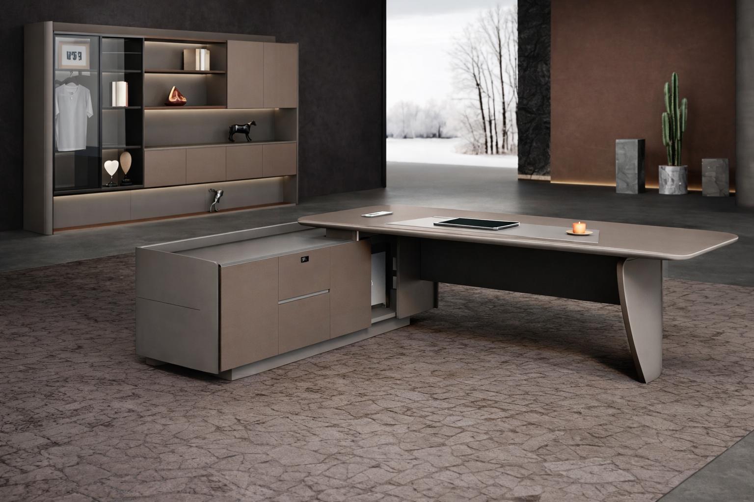 Modern office furniture set - executive desk and office cabinet in style